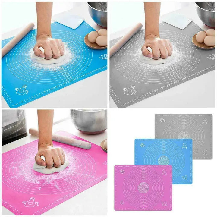 Silicone Baking Roti Mat With Measurements – Heat Resistant Non-Stick Flour Rolling & Kneading Dough Pad | Size 50x40