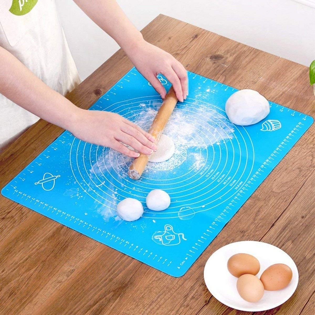 Silicone Baking Roti Mat With Measurements – Heat Resistant Non-Stick Flour Rolling & Kneading Dough Pad | Size 50x40